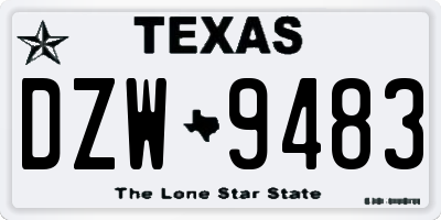 TX license plate DZW9483