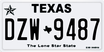 TX license plate DZW9487