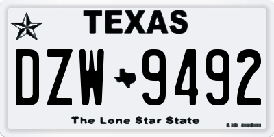 TX license plate DZW9492