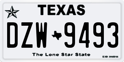 TX license plate DZW9493