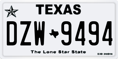 TX license plate DZW9494