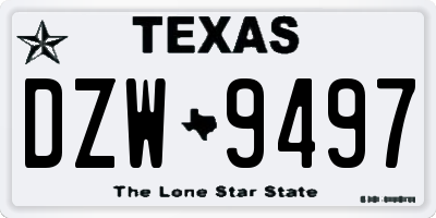 TX license plate DZW9497