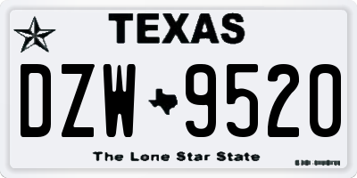 TX license plate DZW9520