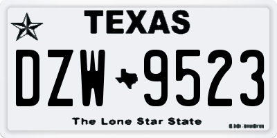 TX license plate DZW9523