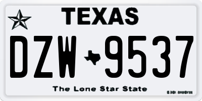 TX license plate DZW9537