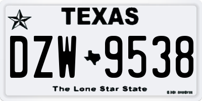 TX license plate DZW9538