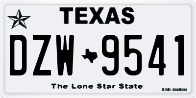 TX license plate DZW9541
