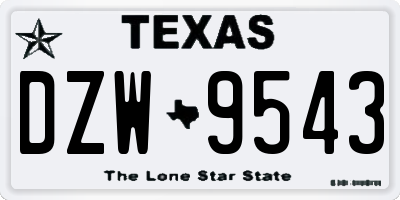 TX license plate DZW9543