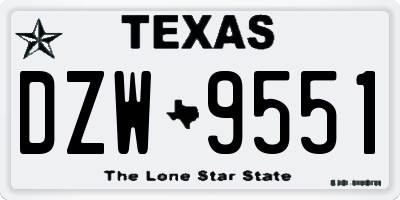 TX license plate DZW9551