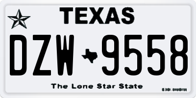 TX license plate DZW9558