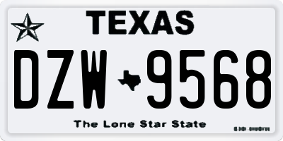 TX license plate DZW9568