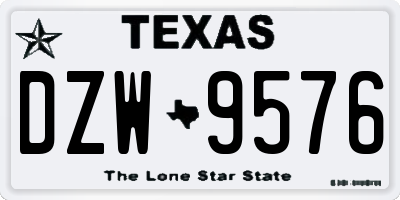 TX license plate DZW9576