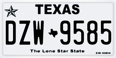 TX license plate DZW9585