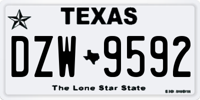 TX license plate DZW9592