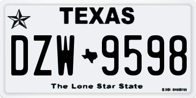 TX license plate DZW9598