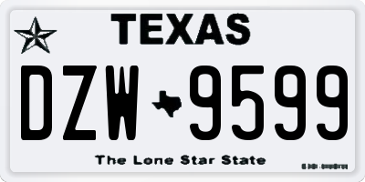 TX license plate DZW9599
