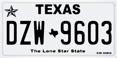 TX license plate DZW9603
