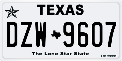 TX license plate DZW9607