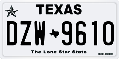 TX license plate DZW9610