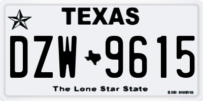 TX license plate DZW9615