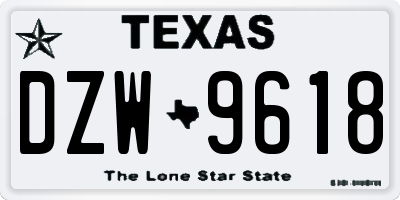 TX license plate DZW9618