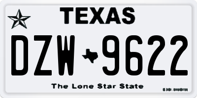 TX license plate DZW9622