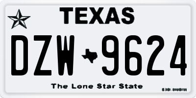TX license plate DZW9624