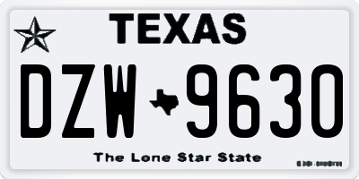 TX license plate DZW9630