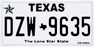 TX license plate DZW9635