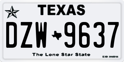 TX license plate DZW9637