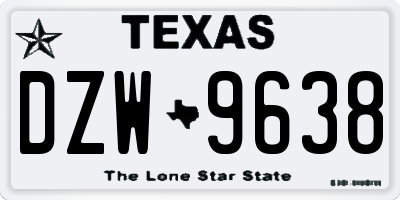 TX license plate DZW9638
