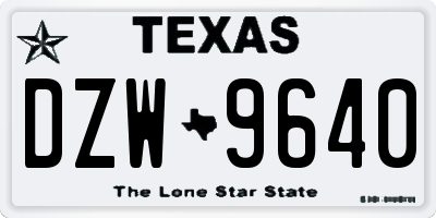 TX license plate DZW9640