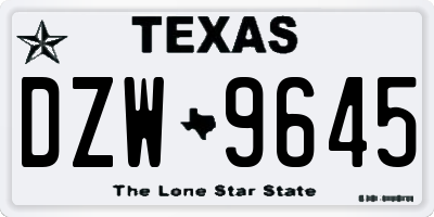 TX license plate DZW9645