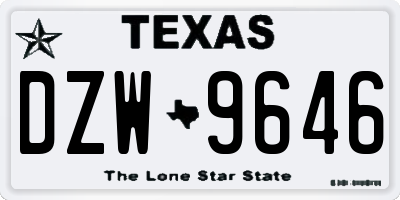 TX license plate DZW9646