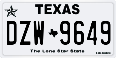 TX license plate DZW9649
