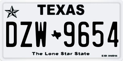 TX license plate DZW9654