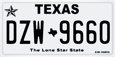 TX license plate DZW9660