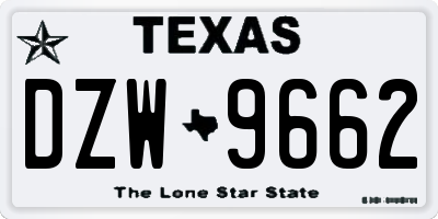 TX license plate DZW9662