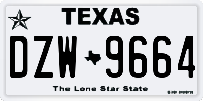 TX license plate DZW9664