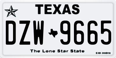 TX license plate DZW9665
