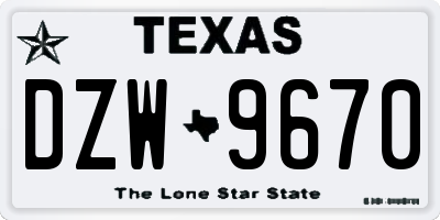 TX license plate DZW9670