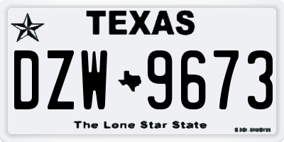 TX license plate DZW9673