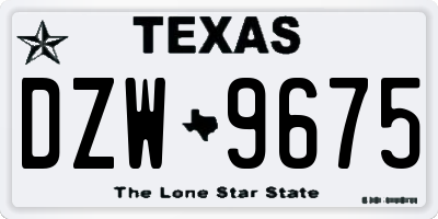 TX license plate DZW9675
