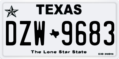 TX license plate DZW9683