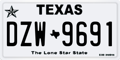TX license plate DZW9691