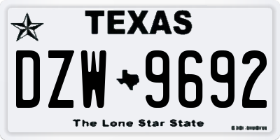 TX license plate DZW9692