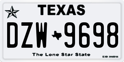 TX license plate DZW9698