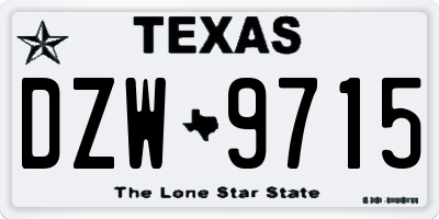TX license plate DZW9715