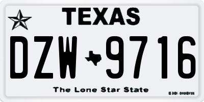 TX license plate DZW9716
