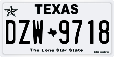 TX license plate DZW9718